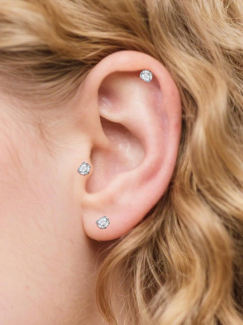 QWALIT Titanium Flat Back Helix Cartilage Earring Horseshoe Nose Ring Piercing Taper Threadless Jewelry Changing Tool Internal Threaded Piercing Taper Insertion Threader Tool Labret Jewelry Lip Studs - Image 2